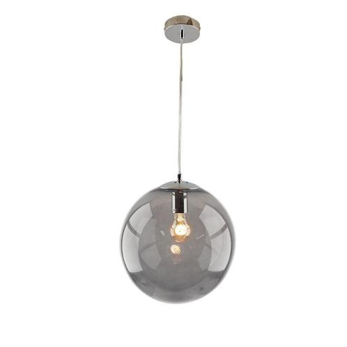 Bol hanglamp Dolf, chroom ophangpendel, rookglas, 30cm, Huis en Inrichting, Lampen | Hanglampen, Nieuw, Glas, 75 cm of meer, Ophalen of Verzenden