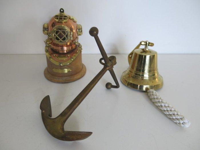 Maritieme objecten (3) - Messing scheepsbel – duikmasker, Antiek en Kunst, Curiosa en Brocante