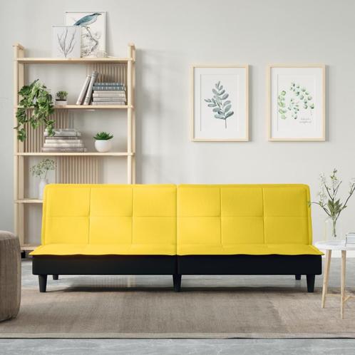 vidaXL Slaapbank stof lichtgeel, Huis en Inrichting, Banken | Bankstellen, Nieuw, 200 tot 250 cm, Stof, Verzenden