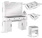 Landelijke make-uptafel met verlichte spiegel, lades en kruk, Verzenden, Nieuw