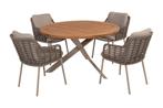 Taste Puglia/Prado 4-persoons ronde dining tuinset Ø130 cm., Tuin en Terras, Tuinsets en Loungesets, Verzenden, Nieuw, Hout, Tuinset