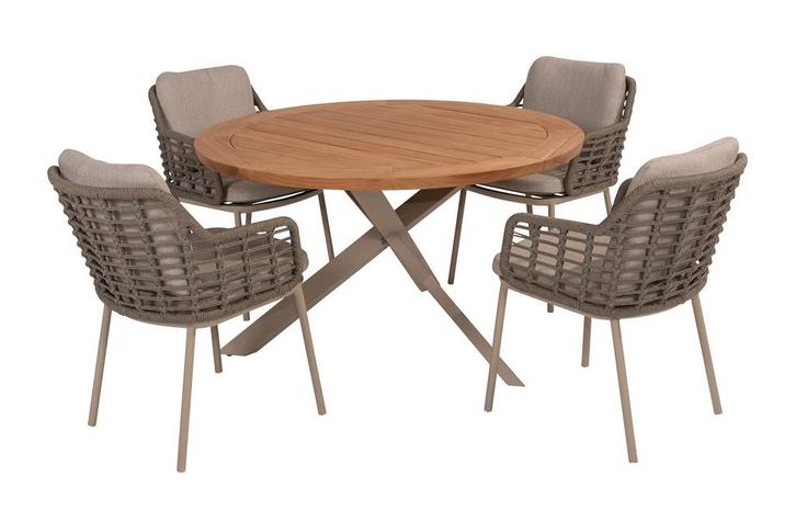 Taste Puglia/Prado 4-persoons ronde dining tuinset Ø130 cm., Tuin en Terras, Tuinsets en Loungesets, Tuinset, Nieuw, Hout, Verzenden