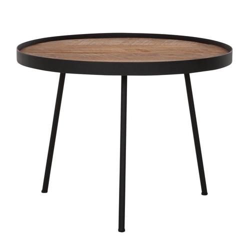 *WOONWINKEL* Ronde Salontafel Teak Zwarte Rand, Huis en Inrichting, Tafels | Salontafels, Nieuw, Verzenden