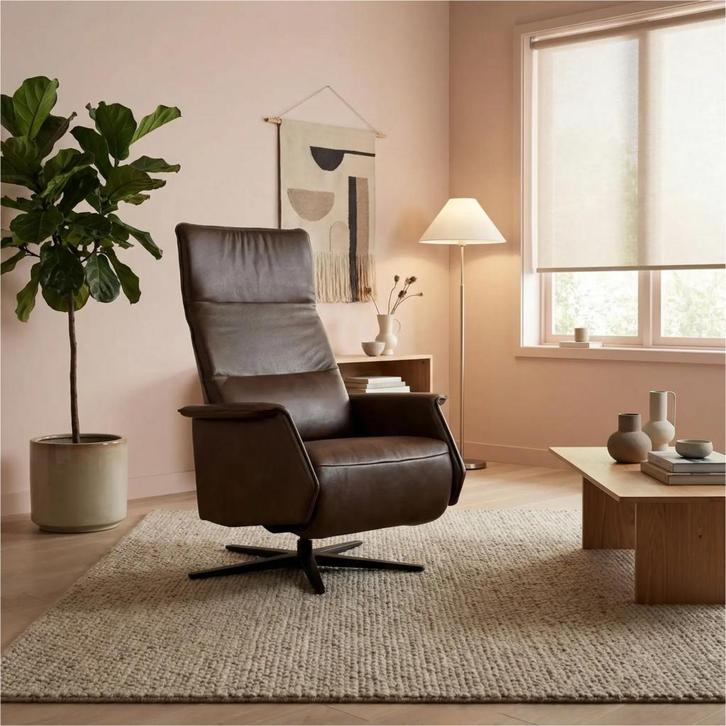 Leren relaxfauteuil Mojo - Granada Chocolate (bruin) -, Huis en Inrichting, Fauteuils, 50 tot 75 cm, 75 tot 100 cm, Nieuw, Leer