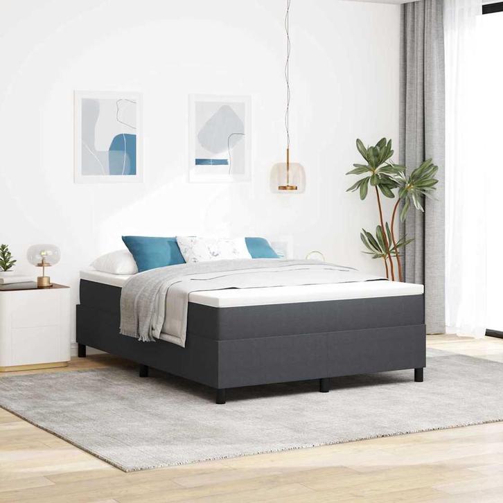 vidaXL Platform bedframe Donkergrijs 160 x 200 cm Stof, Huis en Inrichting, Slaapkamer | Bedden, Grijs, Nieuw, Stof, Verzenden