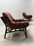 Fauteuil - Fluweel, Bamboe, Linnen - 2 fauteuils en, Antiek en Kunst, Antiek | Meubels | Stoelen en Banken