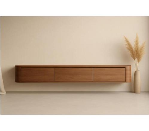 Japandi TV-meubel Curf Walnoot | Vistawalls – Natuurlijke El, Huis en Inrichting, Kasten | Wandmeubels, Nieuw, Met klep(pen), Overige materialen