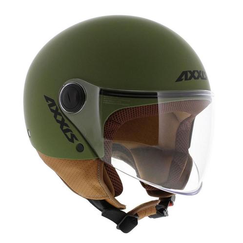 Nieuwe Axxis Square S helm mat groen scooter brommer helmen, Fietsen en Brommers, Brommerhelmen, Nieuw, Ophalen of Verzenden