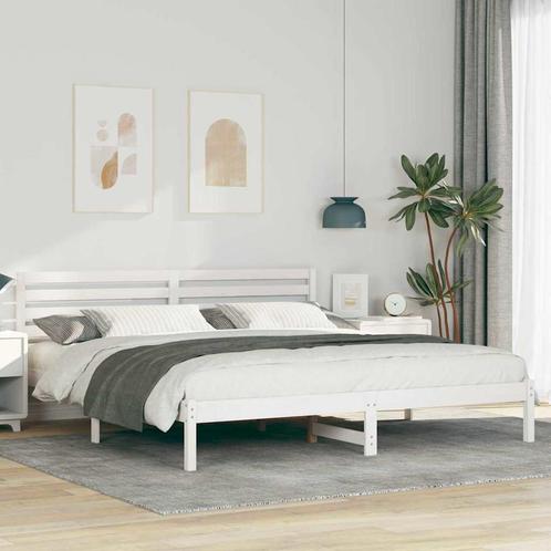 vidaXL Bedframe met hoofdeinde Wit 200 x 200 cm Massief, Huis en Inrichting, Slaapkamer | Bedden, Wit, Nieuw, Hout, Verzenden