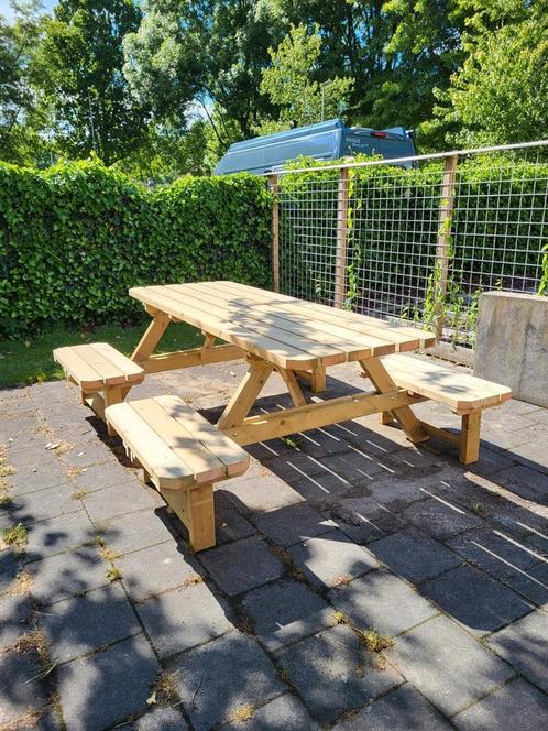 8 persoons picknicktafel Geïmpregneerd hout!, Tuin en Terras, Picknicktafels, Nieuw, Hout, Rechthoekig, Ophalen