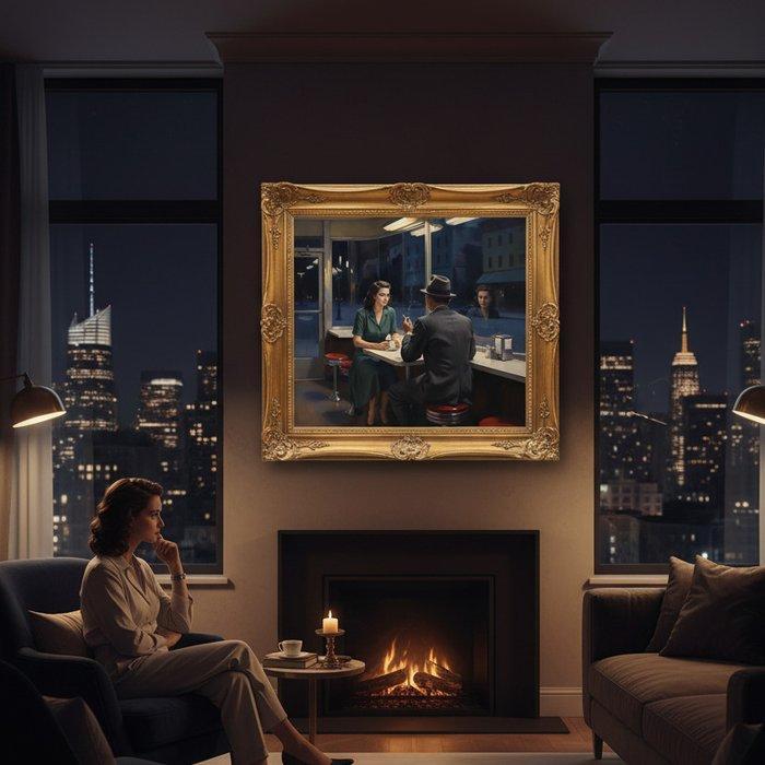 Le Yack - Midnight Café - Hand signed, Antiek en Kunst, Kunst | Schilderijen | Modern