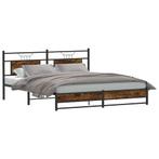 vidaXL Bedframe zonder matras hout gerookt eikenkleurig, Huis en Inrichting, Slaapkamer | Bedden, Bruin, Verzenden, 200 cm, 160 cm