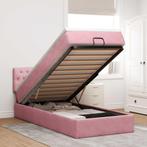 vidaXL Bed poef met matras en LEDs 80x200 cm fluweel roze, Eenpersoons, Verzenden, Nieuw, 80 cm