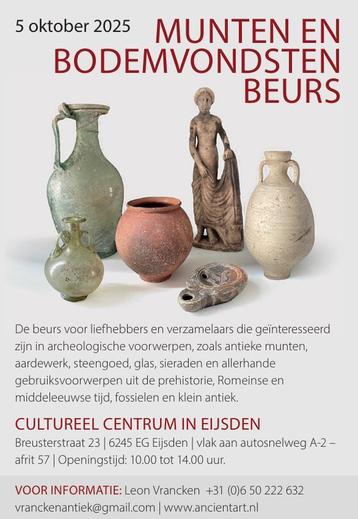 Archeologie, munten en Antiekbeurs 5 oktober 2025 beschikbaar voor biedingen