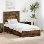 vidaXL Opslag bed met lade Gerookt eiken 100 x 200 cm, Verzenden, Nieuw, Bruin, Hout