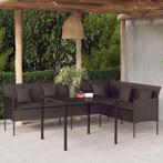vidaXL Tuinbank L-vormig met kussens poly rattan zwart, Tuin en Terras, Verzenden, Nieuw, Rotan