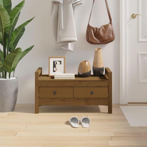 vidaXL Halbankje 80x40x43 cm massief grenenhout honingbruin, Huis en Inrichting, Banken | Voetenbanken en Poefen, Nieuw, Verzenden