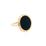 18 Krt. Rosé gouden ring met onyx (gouden pinkring), Sieraden, Tassen en Uiterlijk, Ringen, Gebruikt, Overige kleuren, Ophalen of Verzenden