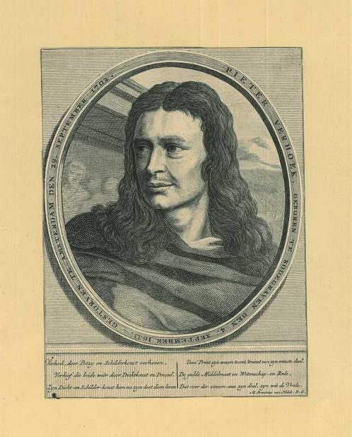 Portrait of Pieter Verhoek, Antiek en Kunst, Kunst | Etsen en Gravures