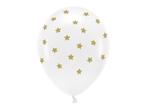 Witte Ballonnen Gouden Sterren 33cm 6st, Nieuw, Verzenden