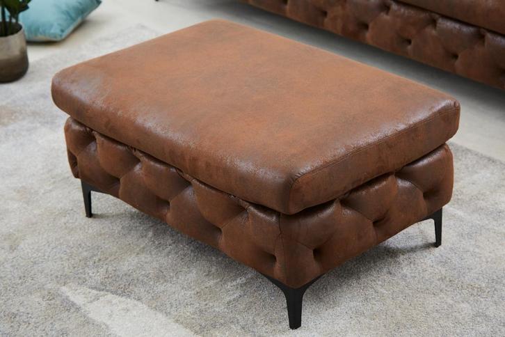 Chesterfield Ottoman MODERN BAROK 90cm antiek bruin, Huis en Inrichting, Stoelen, Ophalen of Verzenden