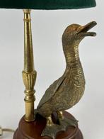 Tafellamp - Hout, Messing - Een lamp met een koperen eend