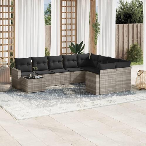 vidaXL 10-delige Loungeset met kussens poly rattan, Tuin en Terras, Tuinsets en Loungesets, Loungeset, Nieuw, Rotan, Verzenden