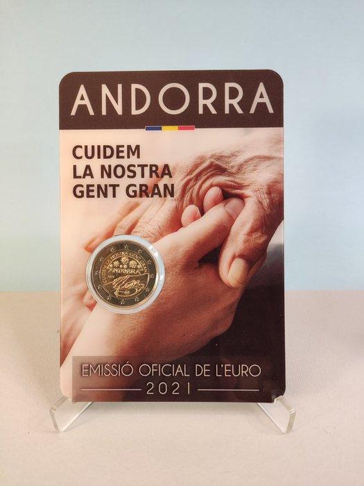 Andorra. 2 Euro 2021 Meritxell + Elderly Care (2 monete), Postzegels en Munten, Munten | Europa | Euromunten