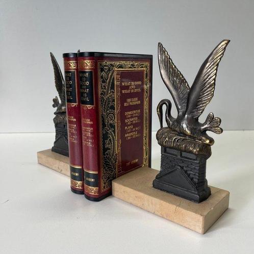 Boekensteunen (2) - Brons, Marmer - Breeding Storks -, Antiek en Kunst, Curiosa en Brocante