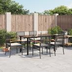 vidaXL 7-delige Tuinset met kussens poly rattan zwart, Tuin en Terras, 6 zitplaatsen, Nieuw, Tuinset, Verzenden