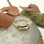 Gouden bicolor ring met diamant 0,03 ct., 18 tot 19, Gebruikt, Overige kleuren, Ophalen of Verzenden