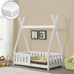 Kinderbed Tipi met uitvalbeveiliging en matras 70x140 cm wit, Huis en Inrichting, Slaapkamer | Matrassen en Bedbodems, Verzenden