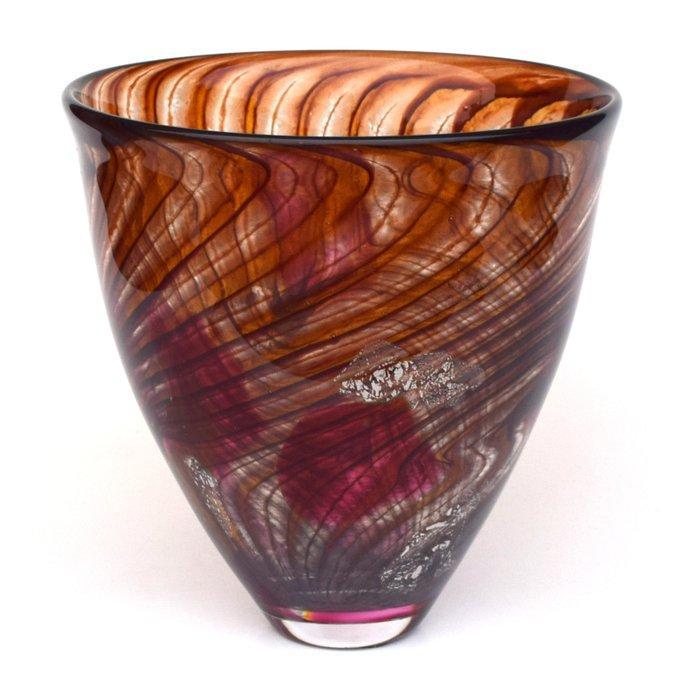 Thea Figee - Vaas - Glas - Swirling warm earth tones, Antiek en Kunst, Antiek | Glas en Kristal