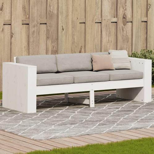 vidaXL Tuinbank 3-zits 189x60x62 cm massief grenenhout wit, Tuin en Terras, Tuinsets en Loungesets, Nieuw, Verzenden