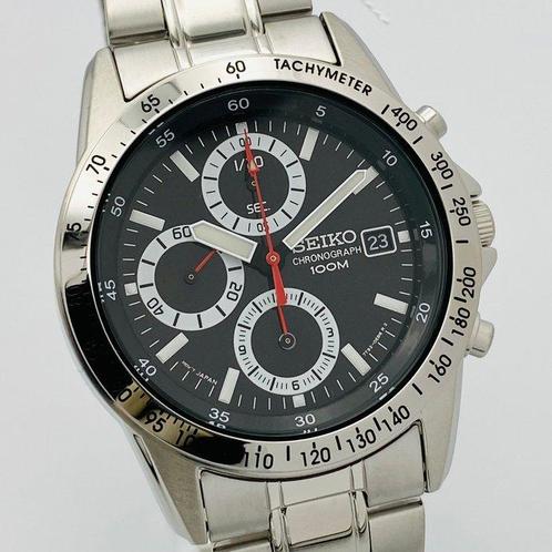 Seiko - Seiko Chronograph Black Rally Dial 100m - Zonder, Sieraden, Tassen en Uiterlijk, Horloges | Antiek