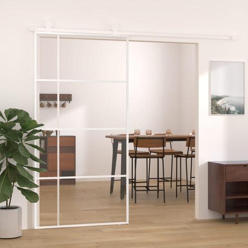 vidaXL Schuifdeur 102,5x205 cm ESG-glas en aluminium wit, Doe-het-zelf en Verbouw, Deuren en Horren, Nieuw, Verzenden