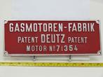 EisenbahnSchild Gasmotoren Fabrik DEUTZ Motor No 71354, Ophalen of Verzenden, Nieuw, Overige typen