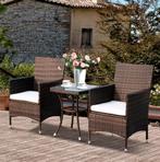 3-Delige Rotan Bistroset - Bruin of Grijs - Tuinset meubel, 2 zitplaatsen, Nieuw, Stoel, Tuinset