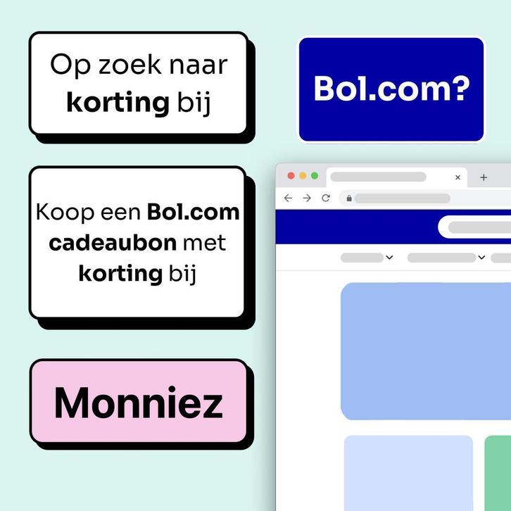 Bol.com Cadeaubon met Korting – Monniez, Tickets en Kaartjes, Kortingen en Cadeaubonnen, Cadeaubon, Warenhuis- of Winkelbon