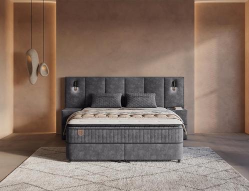 Opbergboxspring Cresta XL Antraciet incl. 2 nachtkastjes, Huis en Inrichting, Slaapkamer | Boxsprings, Overige kleuren, Nieuw