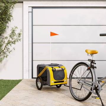 vidaXL Hondenfietstrailer oxford stof en ijzer geel en grijs beschikbaar voor biedingen