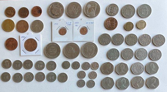 Verenigd Koninkrijk. Elizabeth II. 1953-1988 (Lot of 58, Postzegels en Munten, Munten | Europa | Niet-Euromunten