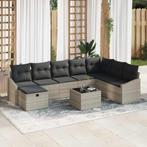 vidaXL Tuin Sofa Set met kussen met opslag 9 pcs poly rattan, Verzenden, Nieuw, Rotan
