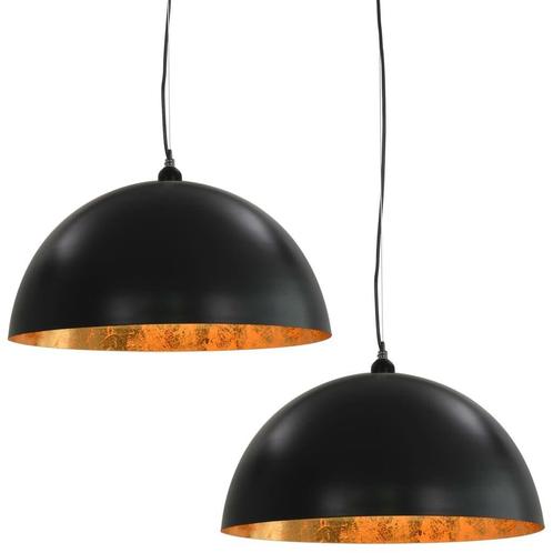 Halfronde Plafondlampen Zwart/Goud (2 st) - Tweedekansje..., Huis en Inrichting, Lampen | Plafondlampen, Nieuw, Metaal, Ophalen of Verzenden
