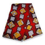 Afrikaanse stof - Rode Box - 100% katoen - 1 yard, Hobby en Vrije tijd, Ophalen of Verzenden, Nieuw