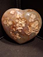 Natural Agate Palmstone - heart - 7x8 cm - cherry blossom ag, Verzenden