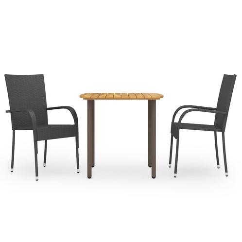 vidaXL 3-delige Tuinset poly rattan zwart, Tuin en Terras, Tuinsets en Loungesets, Tuinset, Nieuw, 2 zitplaatsen, Rotan, Verzenden