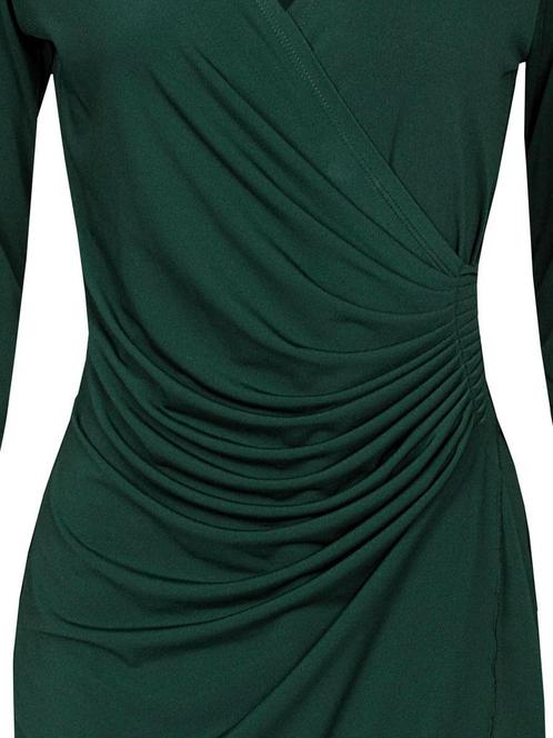Jurk Geplooid Effen Groen mw XXXL (46), Kleding | Dames, Jurken, Verzenden