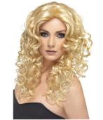 Blonde dames verkleed pruik met krullend haar - Damespruiken, Hobby en Vrije tijd, Ophalen of Verzenden, Nieuw