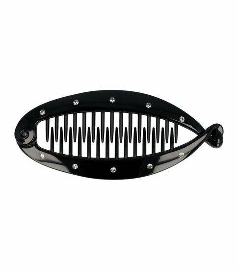 Haarspeld Bananenklem Strass Steentjes 11cm Zwart, Sieraden, Tassen en Uiterlijk, Uiterlijk | Haarverzorging